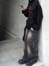 Zelda Vintage Wide Diagonal Cargo Denim