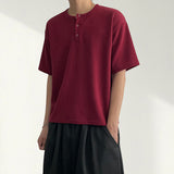 ディルツ スナップ ヘンリーネック ショートスリーブ ニット Tシャツ (5 colors)