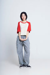 circle print raglan ½T-shirts_red/ivory