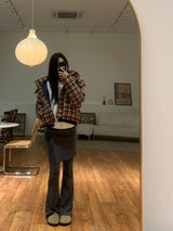 Witty Bulky Check 2-Way Zipper Hood Puffer