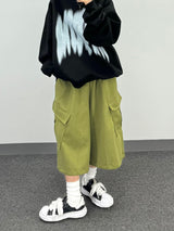 diagonal cargo bermuda pants