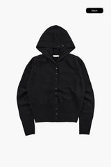 Button hood cardigan