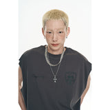 Raw-cut box sleeveless - Charcoal