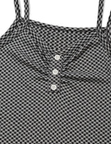 チェッカード レース スリーブレス(BLACK)
