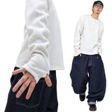 Henley neck napping warmer long-sleeve t-shirt