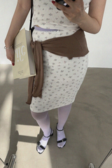ソフト フラワー フリル トップ アンド ミディスカート セット (IVORY, BROWN 2COLORS!)