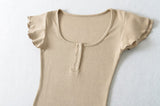 Elin U-Neck Slim Cap Tee