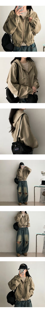Tying Washing Two-Way Banding Hood Zip-Up