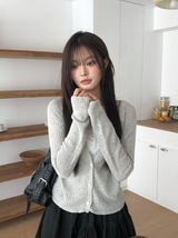 Detting Round V-Neck Knit Cardigan