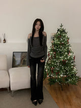 DENY 2-BUtton Fade Wash Hidden Band Bootcut Long Pants 