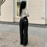 ウィリーワンタックホワイトステッチワイドデニムパンツ