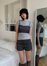 PIN STRIPE LOW SHORTS