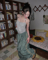 (3color) Hippie Pintuck Wide Nylon Banding Pants