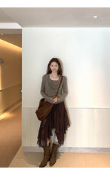 Cozy Soft Shirring Long Sleeve T-shirt