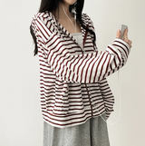 Itta Overfit Stripe Dangara Hooded Zip-Up