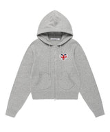 W UNION JACK KNIT ZIP UP HOODIE GREY(CV2FFFK681A)