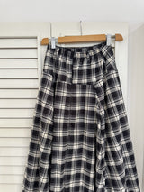 Black Checkered Unbalanced Long Skirt