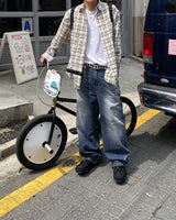 No.0703 クラックウォッシングワイドデニムパンツ