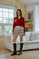 LUCID RIBBON CARDIGAN / RED
