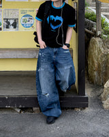Part Blue Wash Distressed Denim