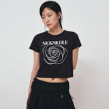 NICOLE ROSE PRINTING CROP TOP_BLACK WHITE