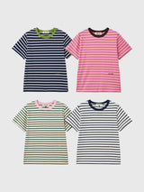 配色ストライプ 半袖Tシャツ