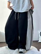 SILVER🩶🤍TWO LINE TRACK BALLOON WIDE PANTS 🖤🩶2COLOR
