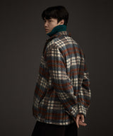 COZY HAIRY CHECK JACKET NAVY