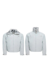 Snake Print Puffer Leather Jacket