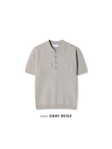 LMN 3D Collar Two-Pocket Henley Short-Sleeve Knit (4 colors)