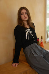 LUCID RIBBON CARDIGAN / BLACK