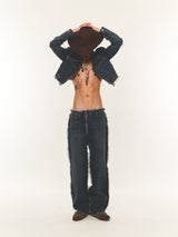 LOW-RISE DENIM PANTS (FOR UNISEX)