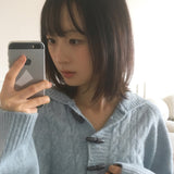 Cowin Wood トグルボタン ツイストフード付きニットウェア