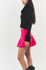 Balloon-fit Cotton Mini Skirt Hot Pink