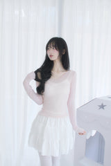 See-through layered lovely t-shirt