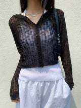  Breeze Layer See-through Button Hood Long Sleeve Knit Cardigan (4 colors)