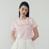 ムーンクロップTシャツ - グローピンク