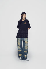 24FW DAMAGE STITCH WASHING DENIM PANTS BLACK