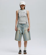 DOODLE TWO TONE KNIT VEST_WH