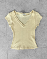 ソフト リブ Vネック Tシャツ