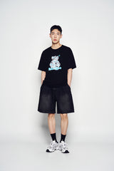 25SS ワイドベーシックデニムショートパンツ ブラック
