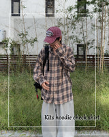 Kits hoodie check shirt (Navy)