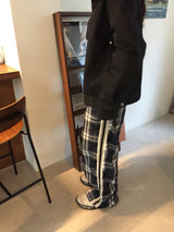 ウォズブラッシュドワイドチェックパンツ