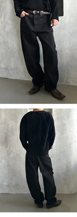 [Unisex] ミニマルセミカーブコットンパンツ(3color)