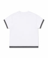 レイヤードロールアップクロップドTシャツ - ホワイト