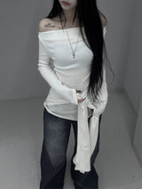chio off-shoulder strap knit (3color)