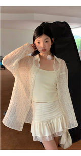 Lily frill shirring lace skirt
