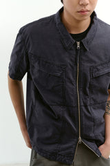 ビンテージウォッシュドフラップポケットワークシャケット (Washed Charcoal)
