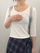 U-Neck Three-Quarter Slim Line Cotton Top