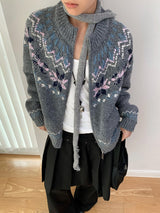 Winter Cozy No Collar Knitwear Zip-Up Cardigan
